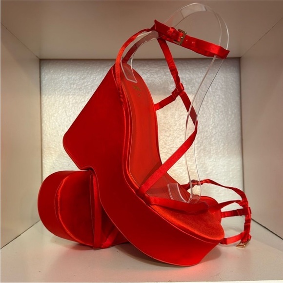 Zara women’s chunky satin strap wedge sandal 1315 010 - Picture 2 of 16